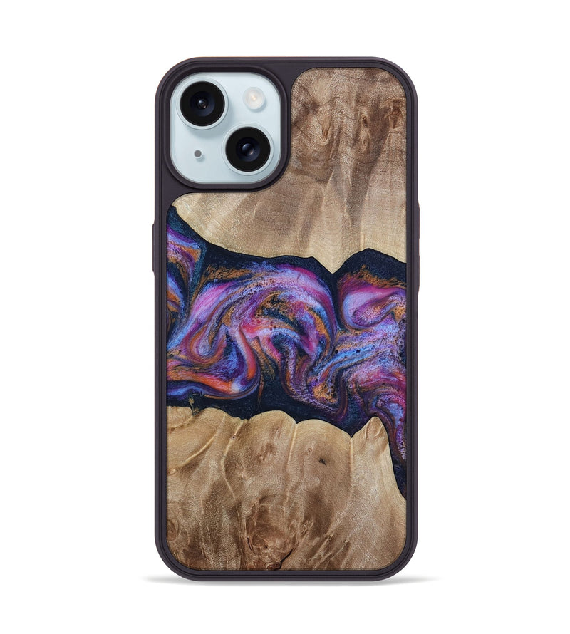 iPhone 15 Wood Phone Case - Tina (Blue, 812716)