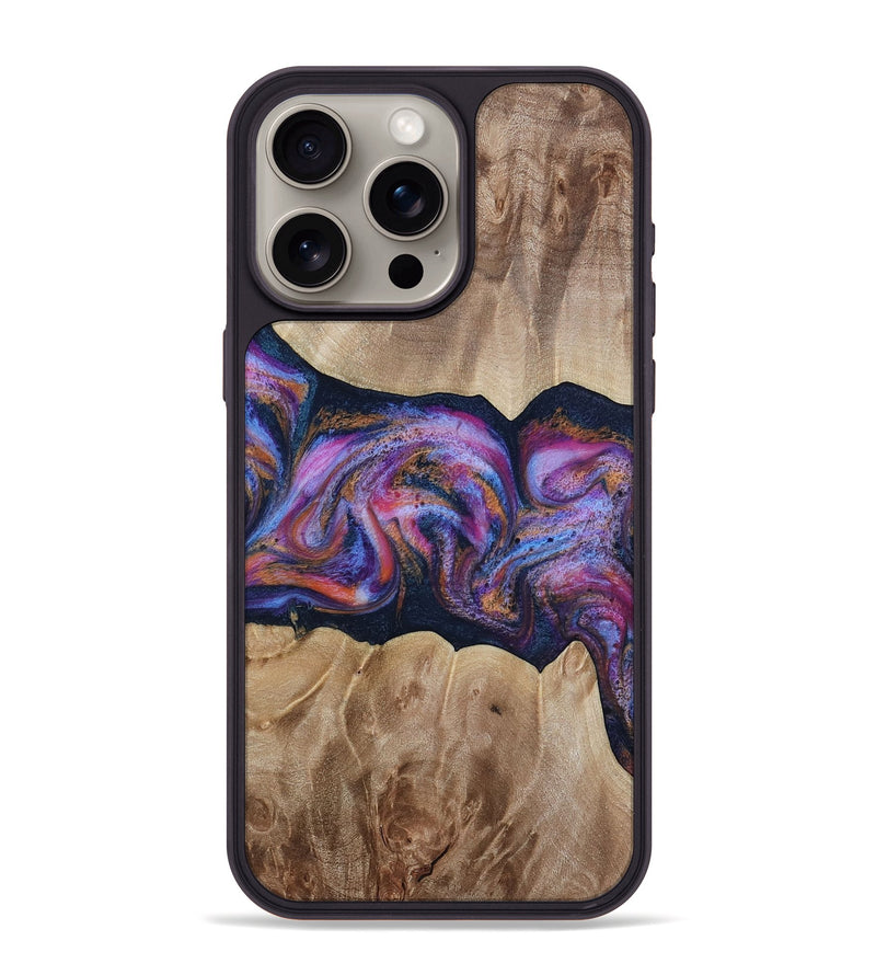 iPhone 15 Pro Max Wood Phone Case - Tina (Blue, 812716)