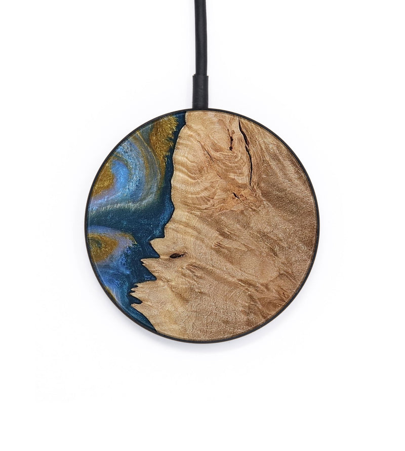 Circle Wood Wireless Charger - Hermon (Teal & Gold, 812769)