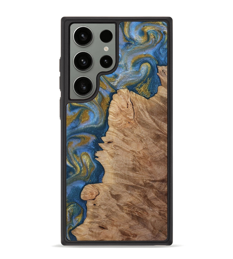 Galaxy S23 Ultra Wood Phone Case - Hermon (Teal & Gold, 812769)