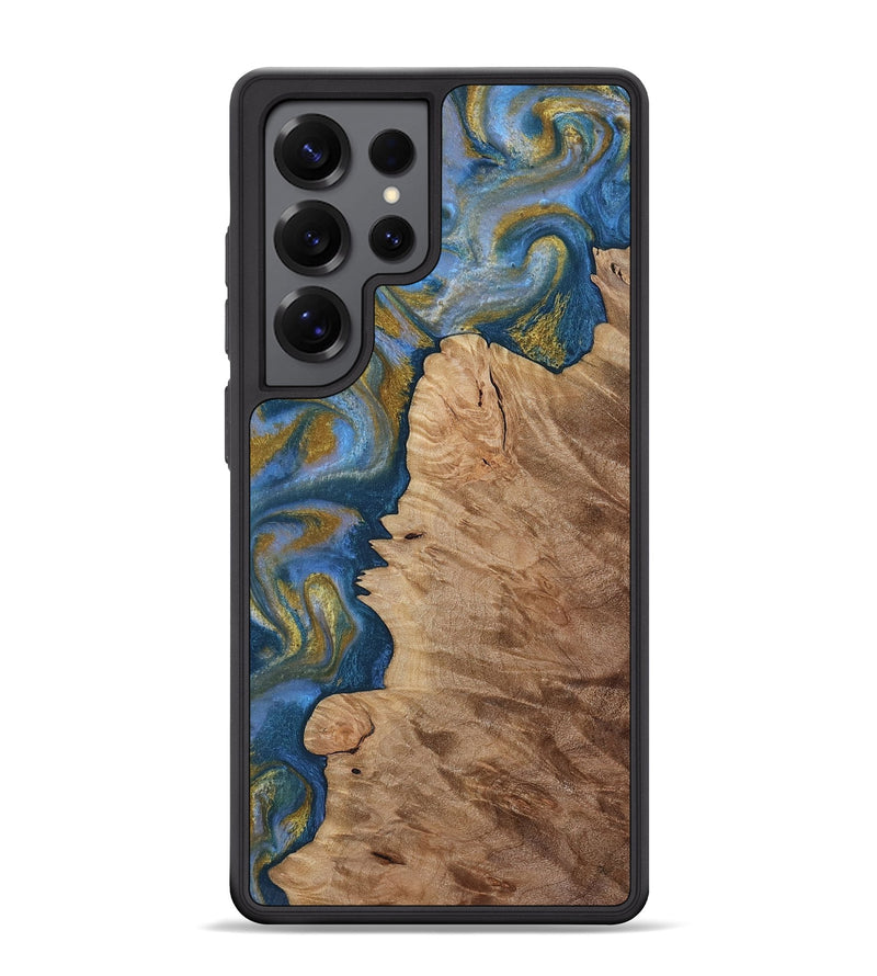 Galaxy S25 Ultra Wood Phone Case - Hermon (Teal & Gold, 812769)