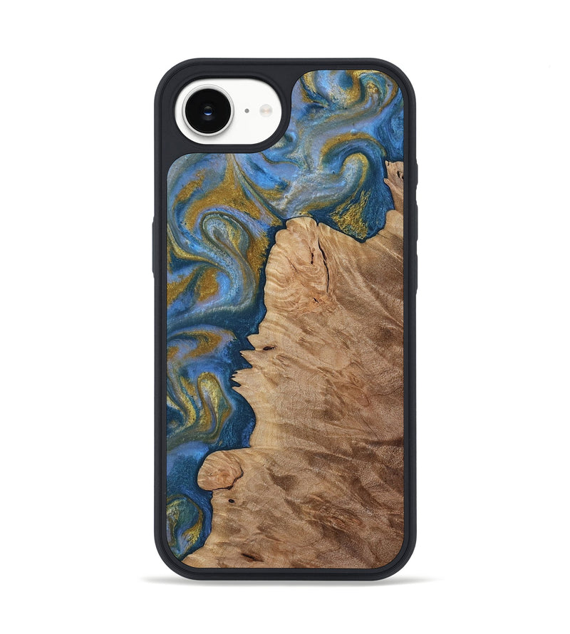 iPhone 16e Wood Phone Case - Hermon (Teal & Gold, 812769)