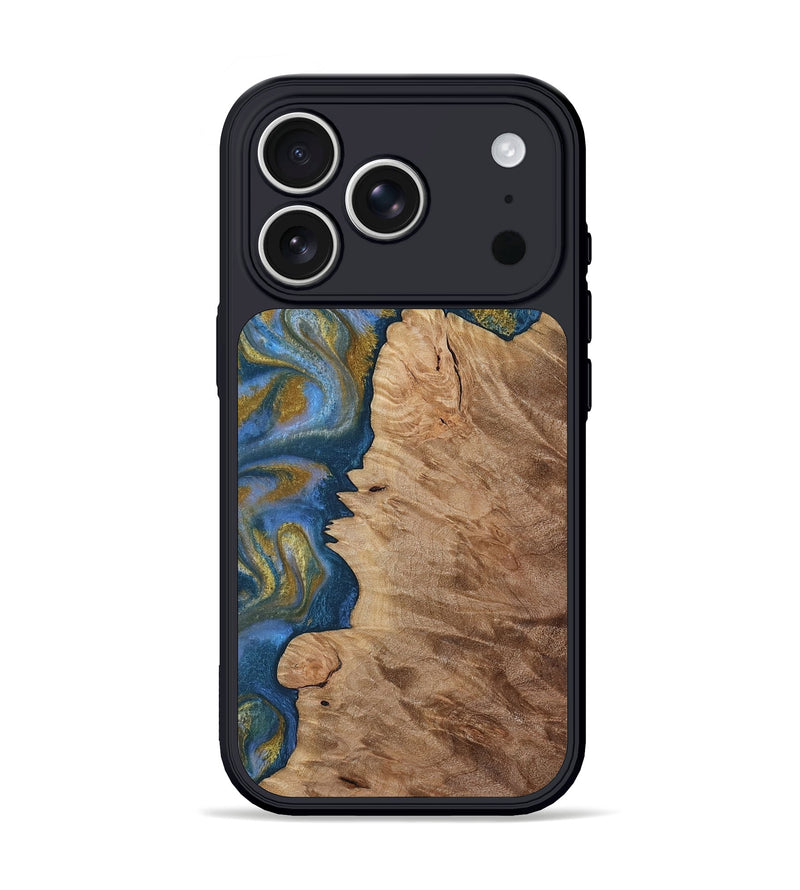iPhone 17 Pro Wood Phone Case - Hermon (Teal & Gold, 812769)