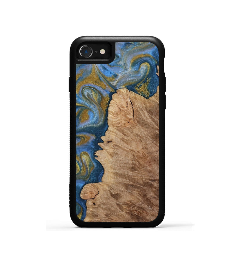 iPhone SE Wood Phone Case - Hermon (Teal & Gold, 812769)