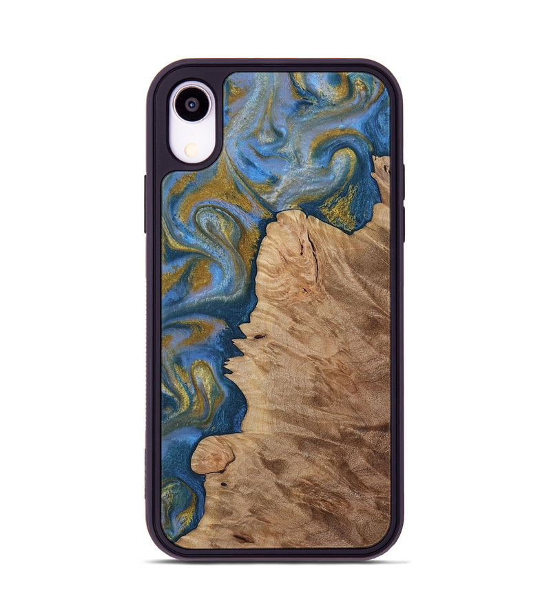 iPhone Xr Wood Phone Case - Hermon (Teal & Gold, 812769)