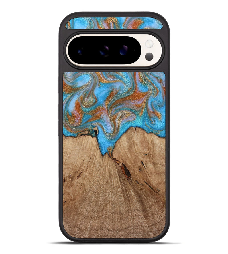 Pixel 10 Pro XL Wood Phone Case - Braxton (Teal & Gold, 812770)