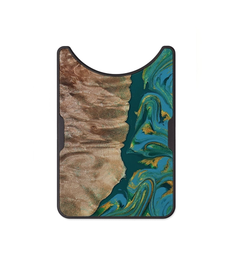 Alloy Wood Wallet - Sondra (Teal & Gold, 812771)