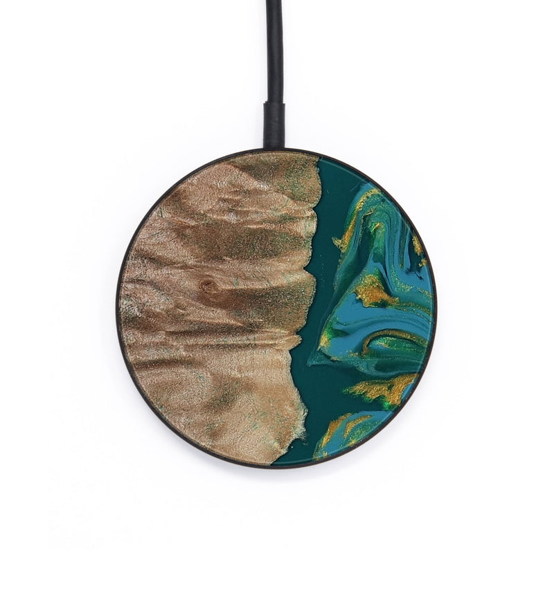 Circle Wood Wireless Charger - Sondra (Teal & Gold, 812771)