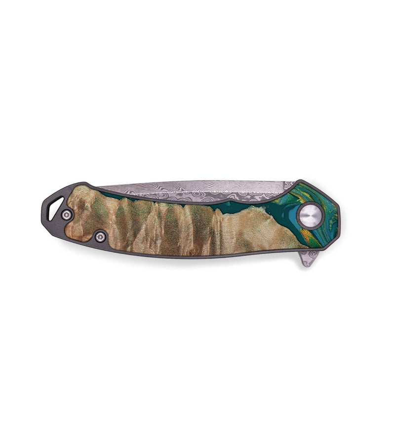 EDC Wood Pocket Knife - Sondra (Teal & Gold, 812771)