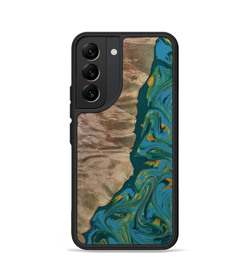 Galaxy S22 Wood Phone Case - Sondra (Teal & Gold, 812771)