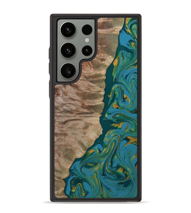Galaxy S23 Ultra Wood Phone Case - Sondra (Teal & Gold, 812771)