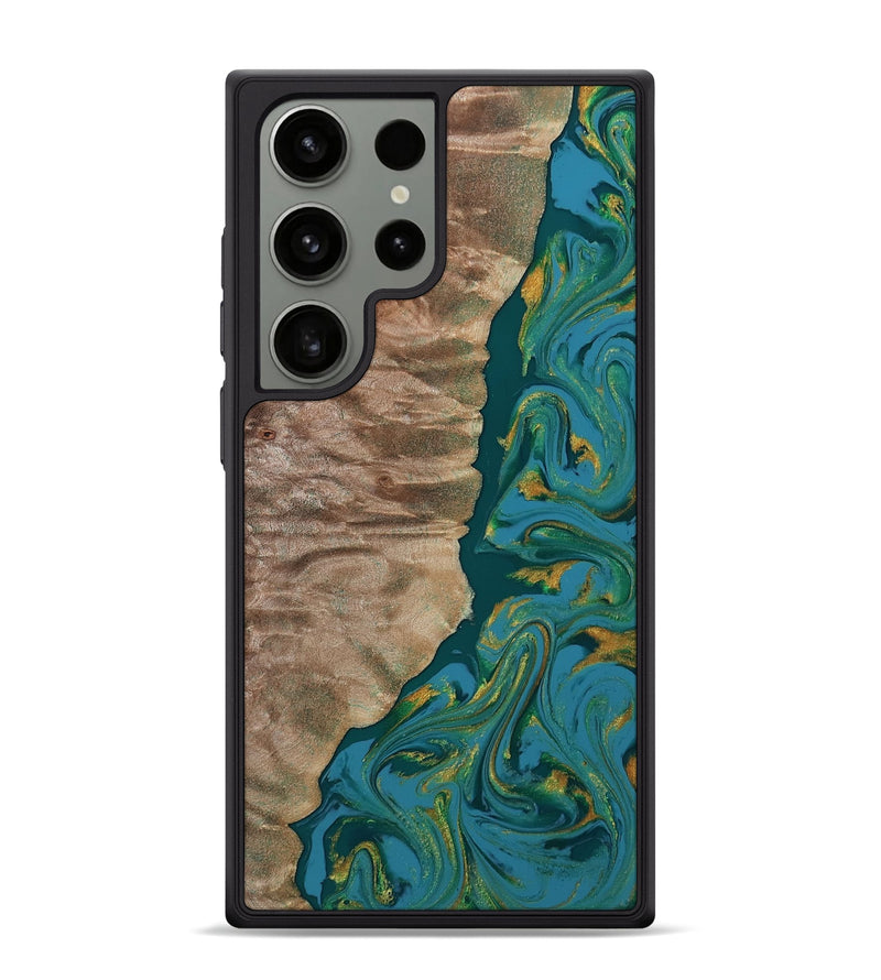 Galaxy S24 Ultra Wood Phone Case - Sondra (Teal & Gold, 812771)