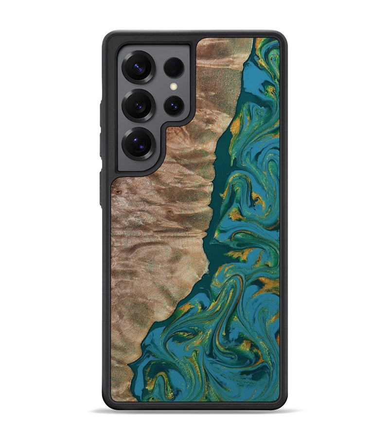 Galaxy S25 Ultra Wood Phone Case - Sondra (Teal & Gold, 812771)