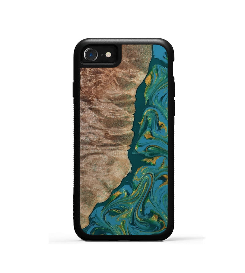 iPhone SE Wood Phone Case - Sondra (Teal & Gold, 812771)