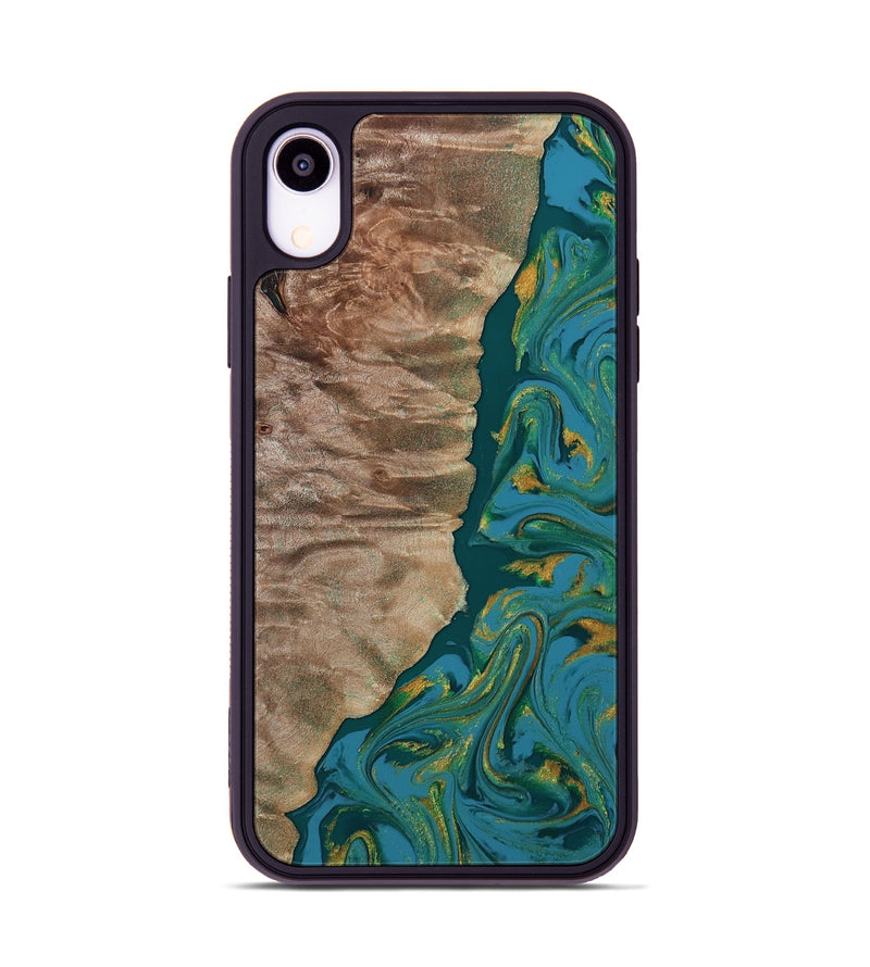 iPhone Xr Wood Phone Case - Sondra (Teal & Gold, 812771)