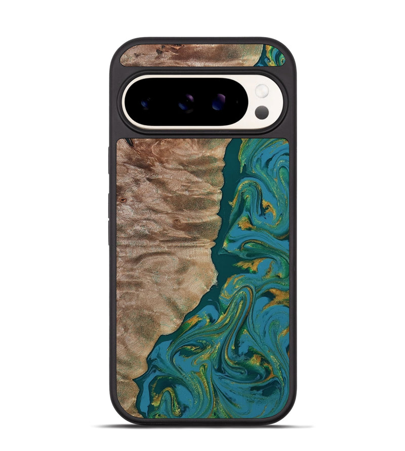 Pixel 9 Pro Wood Phone Case - Sondra (Teal & Gold, 812771)