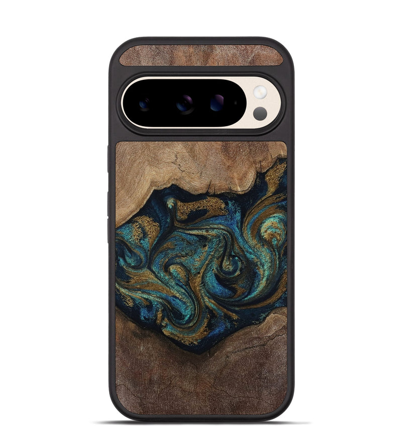 Pixel 10 Wood Phone Case - Cori (Teal & Gold, 812772)