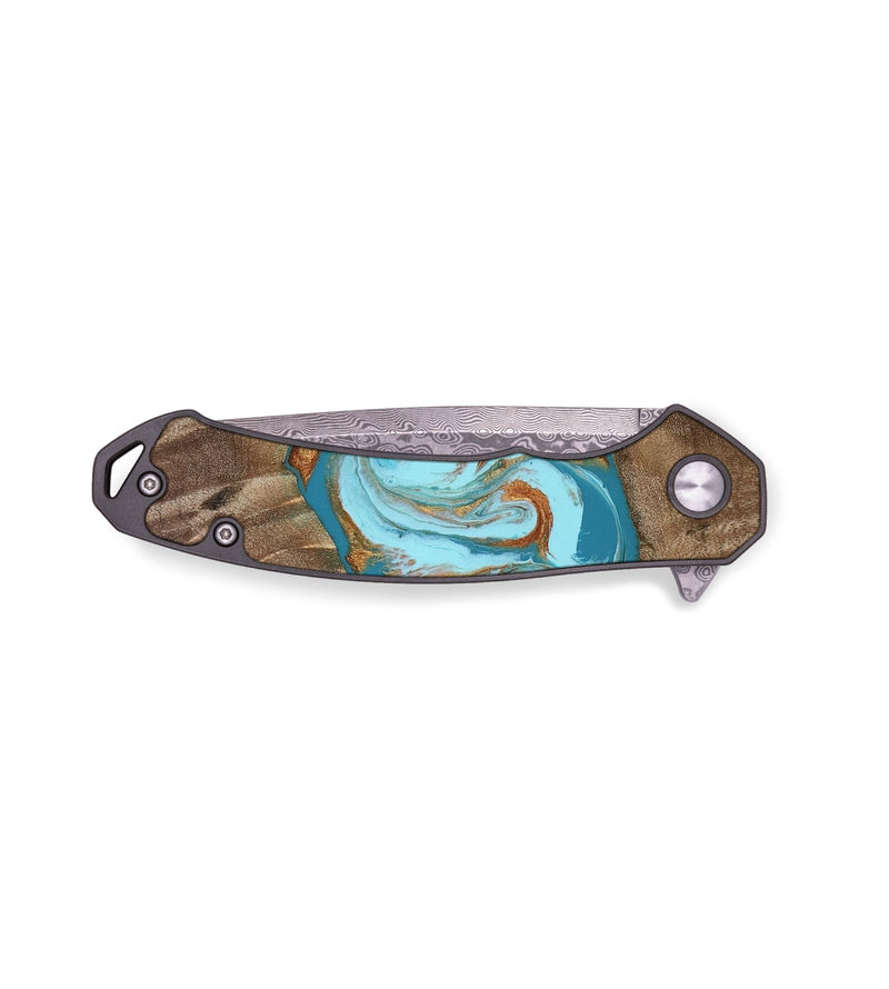 EDC Wood Pocket Knife - Kyson (Teal & Gold, 812813)