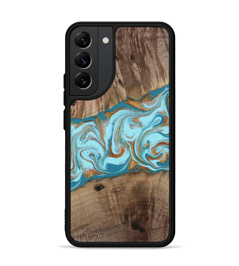 Galaxy S22 Plus Wood Phone Case - Kyson (Teal & Gold, 812813)