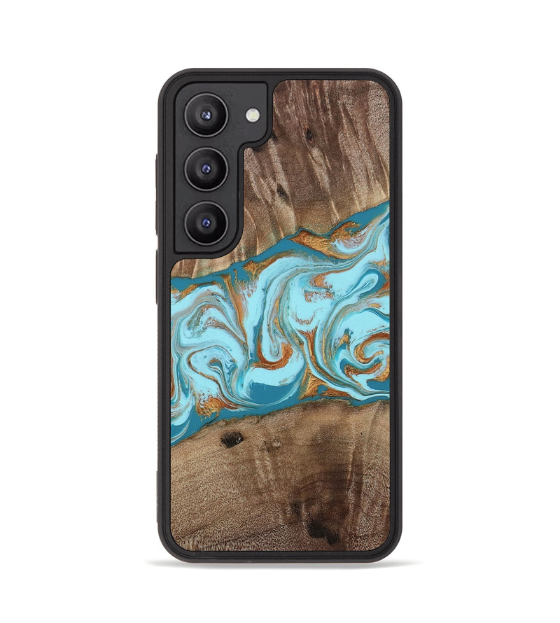 Galaxy S23 Wood Phone Case - Kyson (Teal & Gold, 812813)