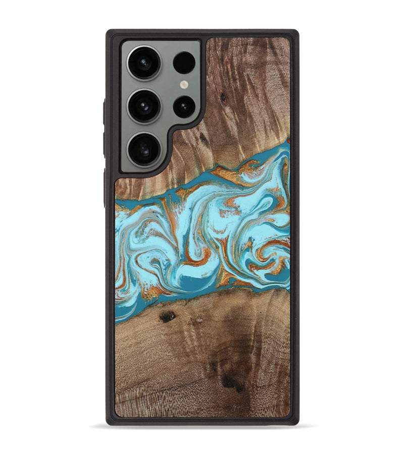 Galaxy S23 Ultra Wood Phone Case - Kyson (Teal & Gold, 812813)