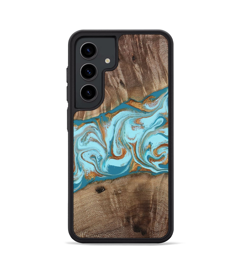 Galaxy S24 Wood Phone Case - Kyson (Teal & Gold, 812813)