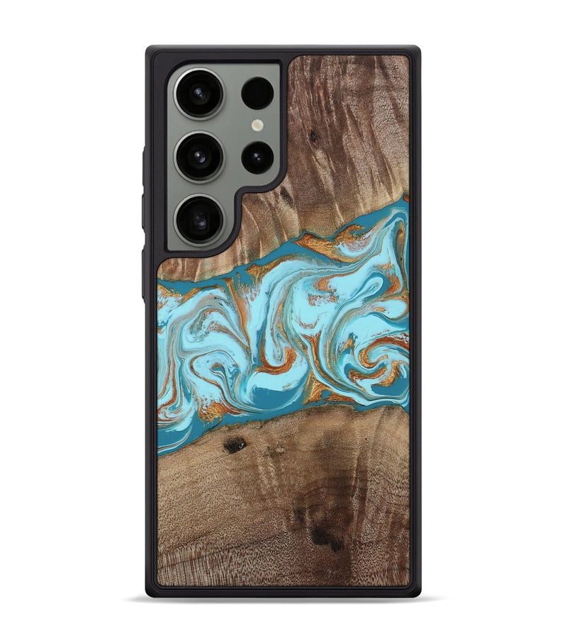 Galaxy S24 Ultra Wood Phone Case - Kyson (Teal & Gold, 812813)
