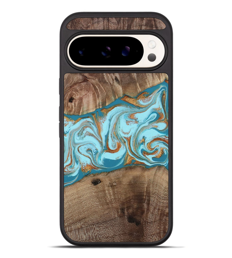 Pixel 10 Pro XL Wood Phone Case - Kyson (Teal & Gold, 812813)