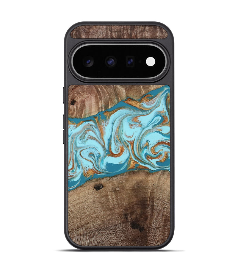 Pixel 11 Pro Wood Phone Case - Kyson (Teal & Gold, 812813)