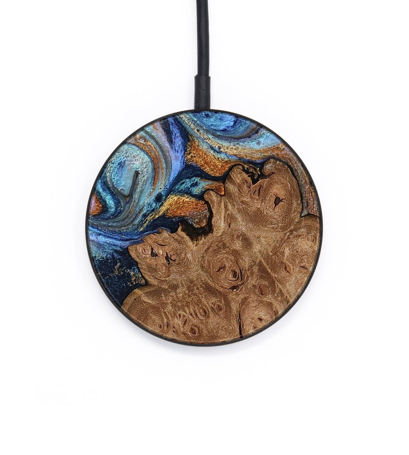 Circle Wood Wireless Charger - London (Teal & Gold, 812817)