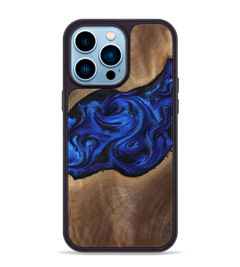 iPhone 14 Pro Max Wood Phone Case - Robbin (Blue, 812843)