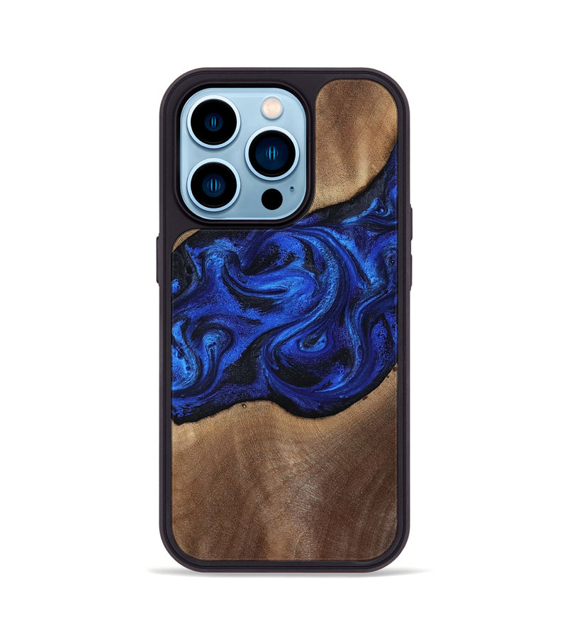 iPhone 14 Pro Wood Phone Case - Robbin (Blue, 812843)