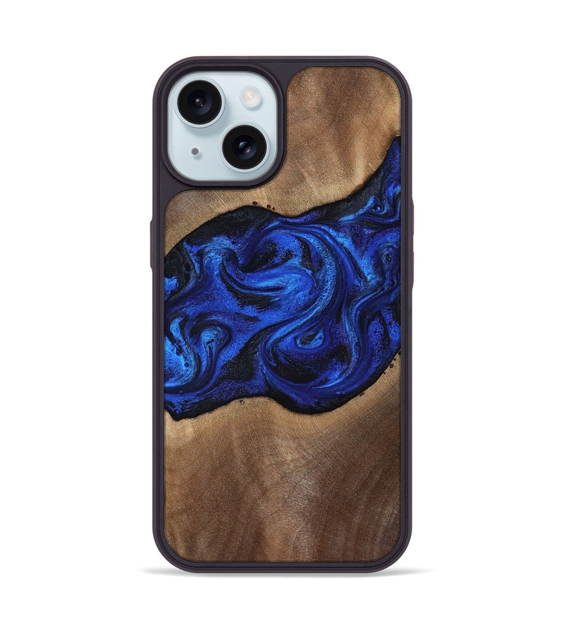 iPhone 15 Wood Phone Case - Robbin (Blue, 812843)