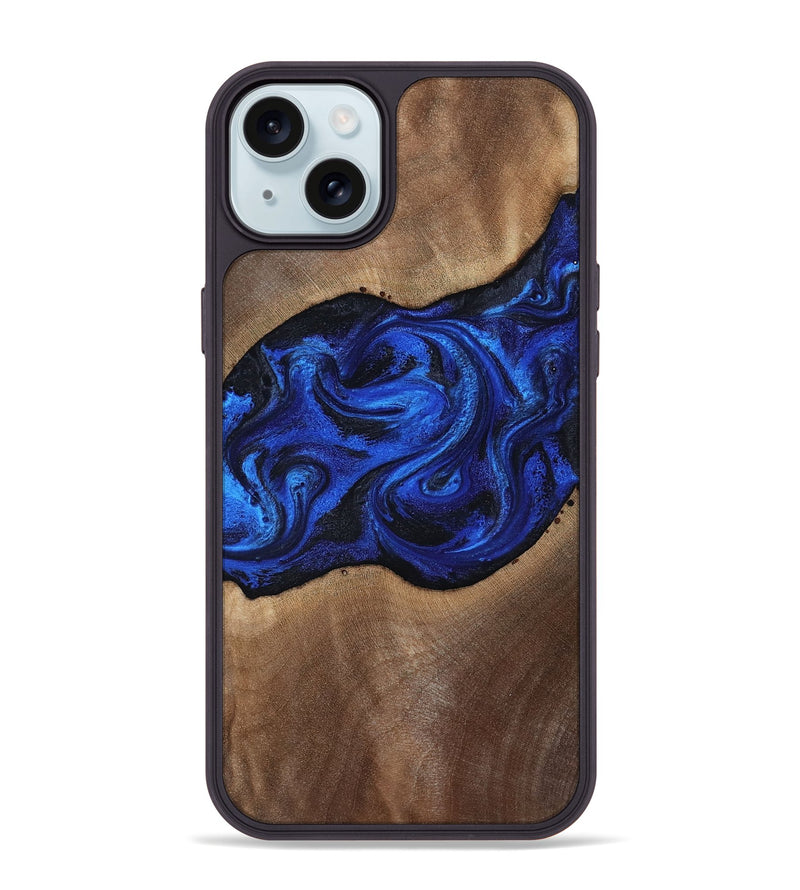 iPhone 15 Plus Wood Phone Case - Robbin (Blue, 812843)