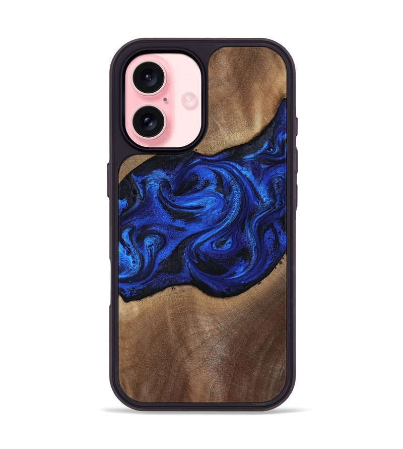 iPhone 16 Wood Phone Case - Robbin (Blue, 812843)
