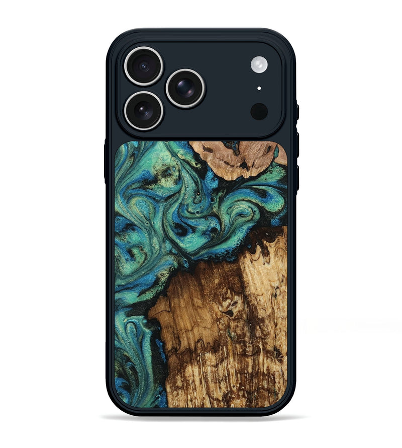 iPhone 17 Pro Max Wood Phone Case - Kadin (Blue, 812877)
