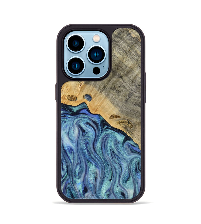 iPhone 14 Pro Wood Phone Case - Cecil (Blue, 812912)