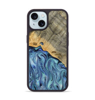 iPhone 15 Wood Phone Case - Cecil (Blue, 812912)