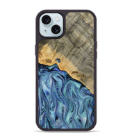 iPhone 15 Plus Wood Phone Case - Cecil (Blue, 812912)