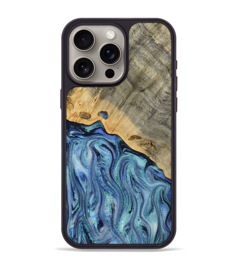 iPhone 15 Pro Max Wood Phone Case - Cecil (Blue, 812912)
