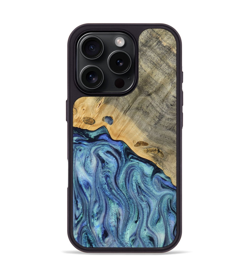 iPhone 16 Pro Wood Phone Case - Cecil (Blue, 812912)