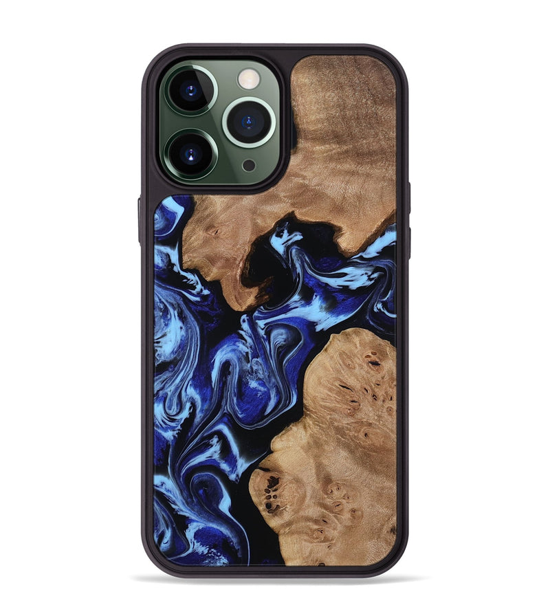 iPhone 13 Pro Max Wood Phone Case - Sharron (Blue, 812914)