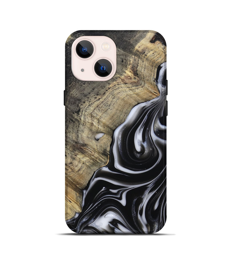 iPhone 13 mini Wood Live Edge Phone Case - Billy (Black & White, 812951)