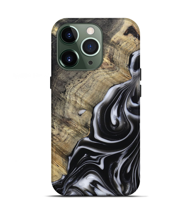 iPhone 13 Pro Wood Live Edge Phone Case - Billy (Black & White, 812951)