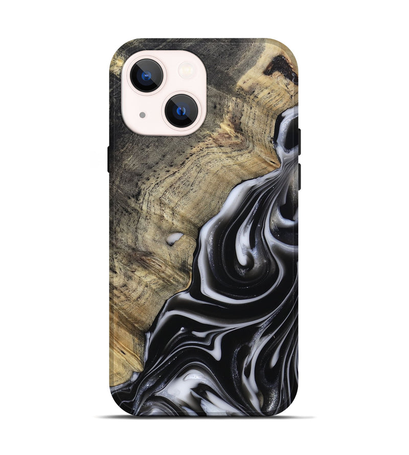 iPhone 14 Wood Live Edge Phone Case - Billy (Black & White, 812951)