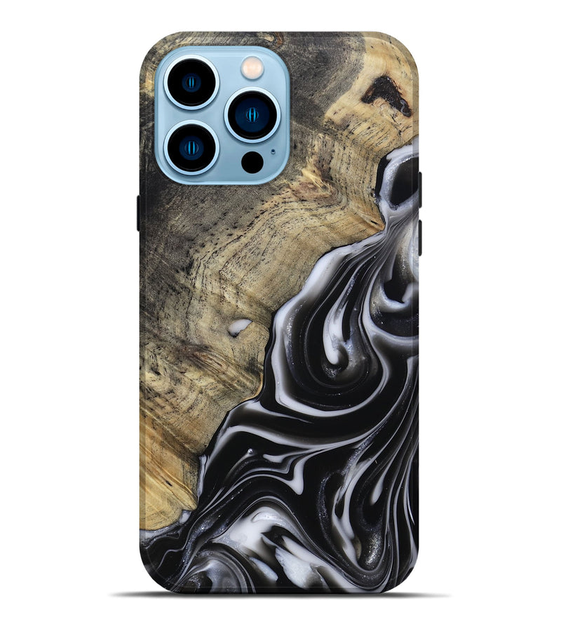 iPhone 14 Pro Max Wood Live Edge Phone Case - Billy (Black & White, 812951)