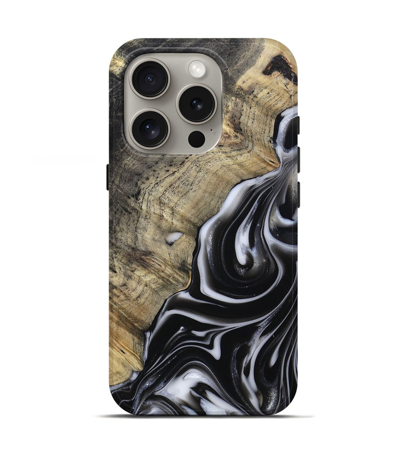 iPhone 16 Pro Wood Live Edge Phone Case - Billy (Black & White, 812951)