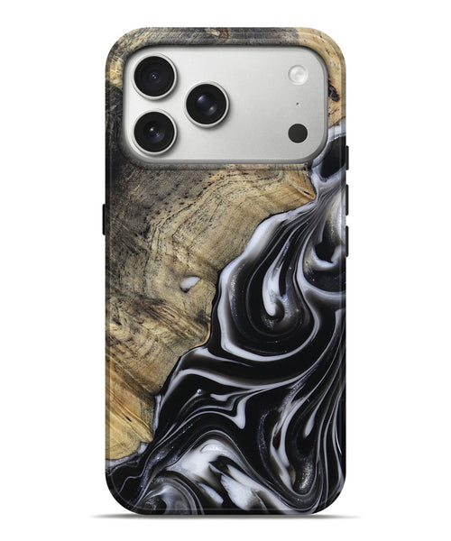 iPhone 17 Pro Max Wood Live Edge Phone Case - Billy (Black & White, 812951)