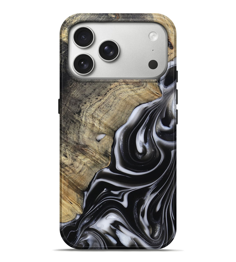 iPhone 17 Pro Max Wood Live Edge Phone Case - Billy (Black & White, 812951)