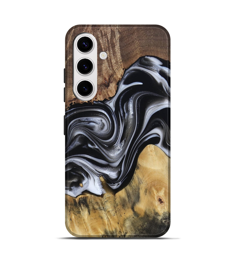 Galaxy S25 Wood Live Edge Phone Case - Raina (Black & White, 812952)